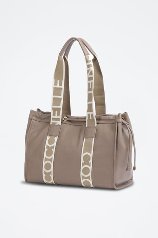 Sac shopping en cuir - Taupe
