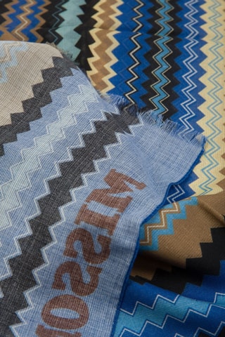 Echarpe en laine - Bleu roi et marron