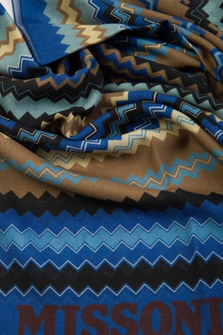 Echarpe en laine - Bleu roi et marron