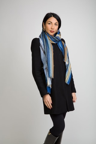 Echarpe en laine - Bleu roi et marron