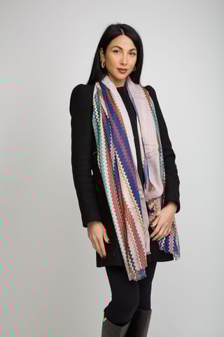 Echarpe en laine - Rose poudré et bleu marine