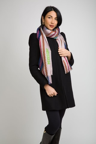 Echarpe en laine - Rose poudré et bleu marine