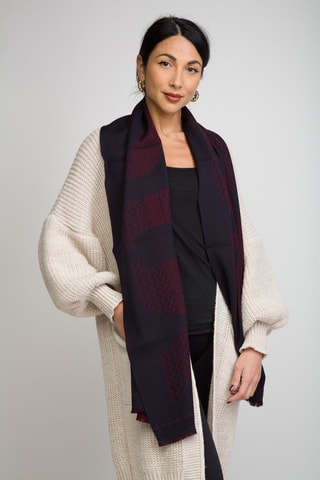 Echarpe en laine - Bleu marine et bordeaux
