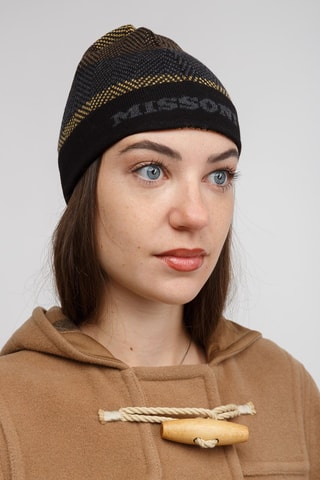 Bonnet en laine - Marron et jaune