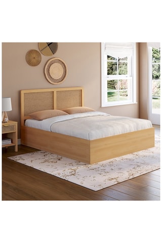 Cama com arrumação e sommier Eve - Imitação de madeira