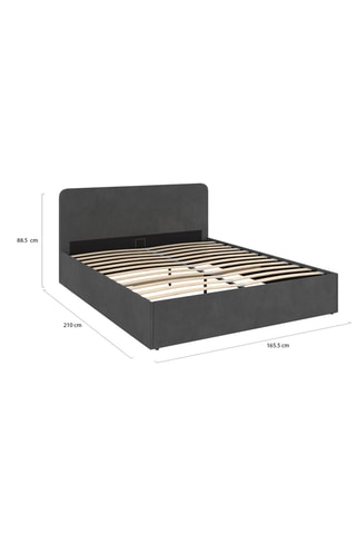 Cama com arrumação e sommier Louise - Cinzento