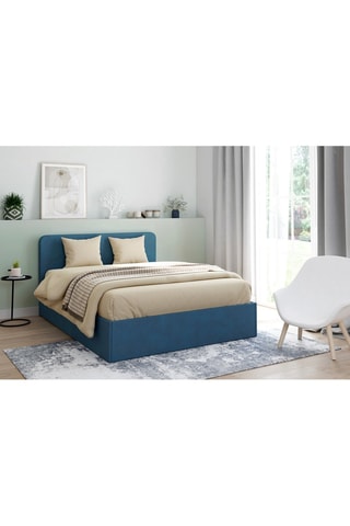 Cama com arrumação e sommier Louise - Azul-pato