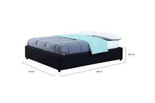 Cama com arrumação e sommier Otto Preto