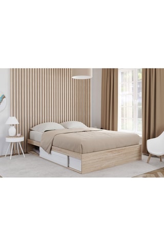 Estrutura de cama Orem com estrato e arrumação integrada - 140 x 190 cm