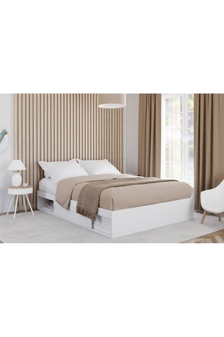 Estrutura de cama Orem com estrato e arrumação integrada - 140 x 190 cm