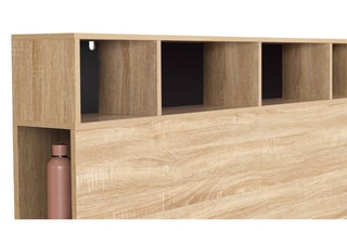 Cabeceira da cama com espaço de arrumação - Imitação de madeira e preto