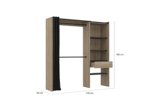 Closet extensível Natural e preto