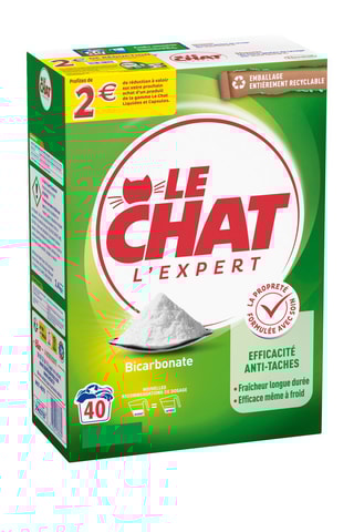 4 x Lessive Poudre L'Expert Bicarbonate Le Chat - 2,4 kg, 40 lavages