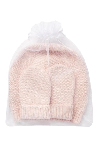 Bonnet et moufles - Rose