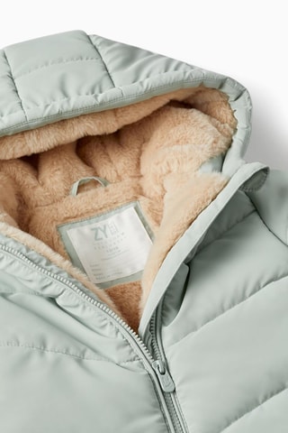 Doudoune à capuches en fourrure - Vert clair