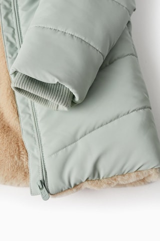 Doudoune à capuches en fourrure - Vert clair