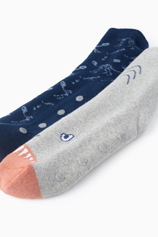 2 paires de chaussettes antidérapantes - Bleu marine et gris clair