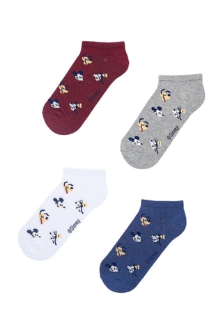 4 paires de socquettes Mickey et ses amis Disney - Blanc et gris clair