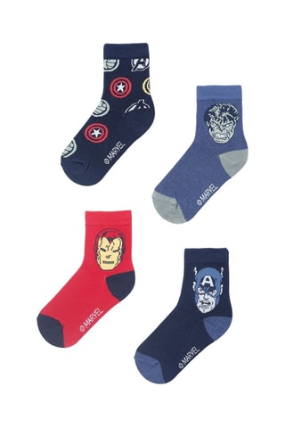 4 paires de chaussettes Avengers Marvel - Rouge et bleu
