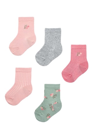 5 paires de chaussettes - Rose, gris clair et vert d'eau
