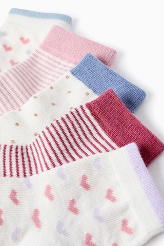 5 paires de chaussettes - Blanc, rose poudré et ciel