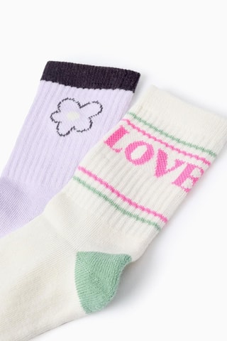 2 paires de chaussettes - Blanc et Rose