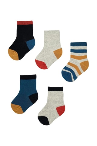 5 paires de chaussettes - Noir, gris clair et bleu cobalt