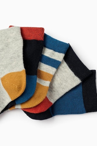 5 paires de chaussettes - Noir, gris clair et bleu cobalt