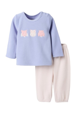 Pyjama polaire - Bleu clair et rose poudré