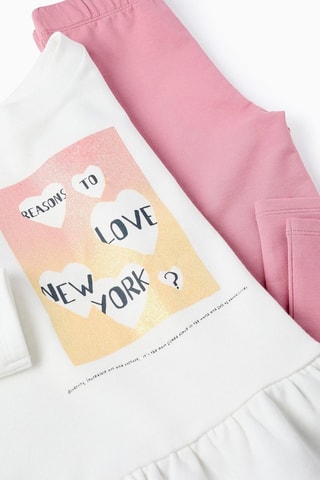 T-shirt et legging - Blanc et rose