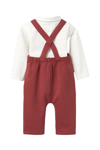 Body et salopette - Blanc et rouge brique