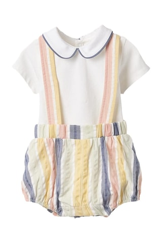 Body et barboteuse - Beige clair et blanc