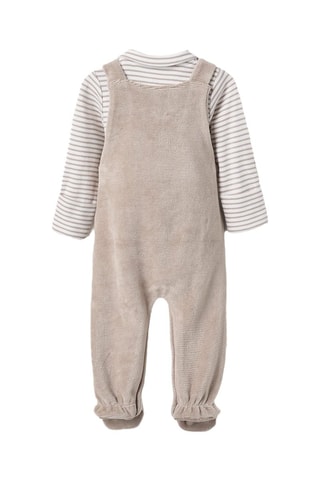 Body et salopette en velours - Gris clair