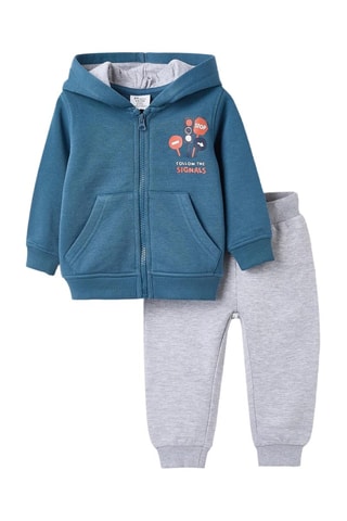 Sweat à capuche et pantalon - Bleu cobalt et gris