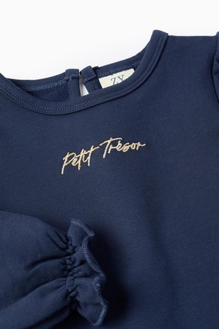 Sweat et jupe-short - Orange et bleu marine