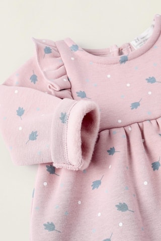 Robe et collant - Rose poudré et blanc