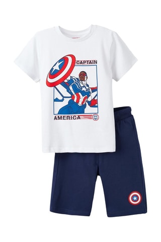 T-shirt et short Captain America Avengers Marvel - Bleu marine et blanc