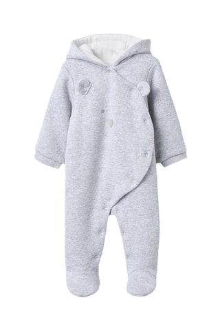 Grenouillère à capuche - Gris clair chiné