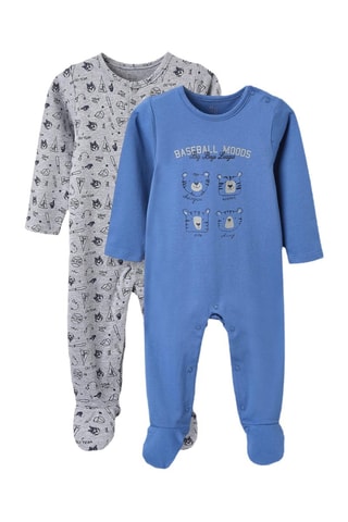 2 grenouillères - Gris clair et bleu