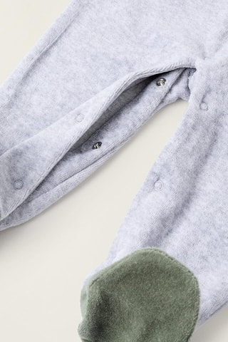 Grenouillère en velours - Gris chiné