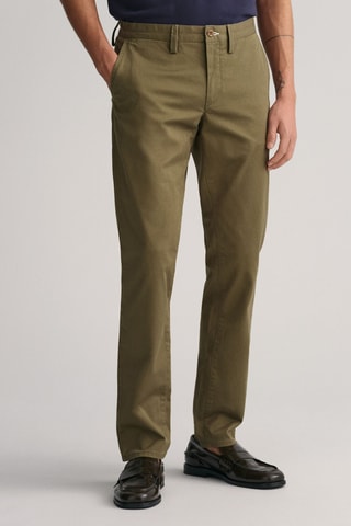 Calças chino slim em algodão biológico - Caqui