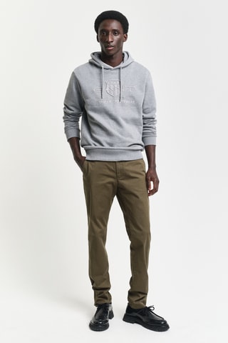 Calças chino slim em algodão biológico - Caqui