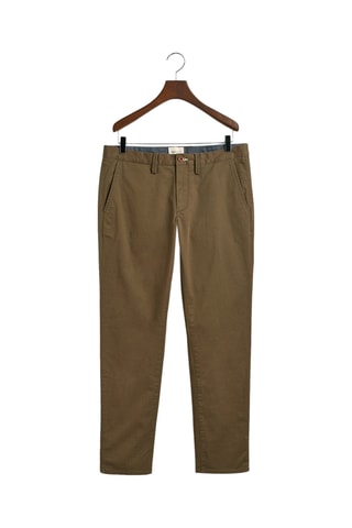 Calças chino slim em algodão biológico - Caqui