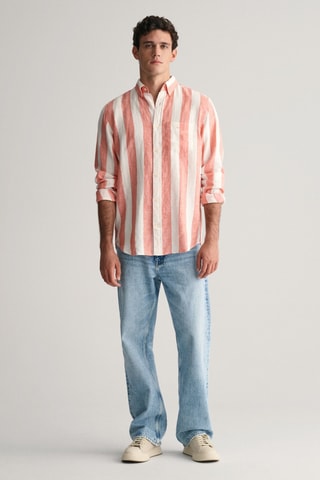 Camisa regular em linho - Laranja