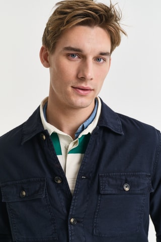 Sobrecamisa em linho - Azul-noite