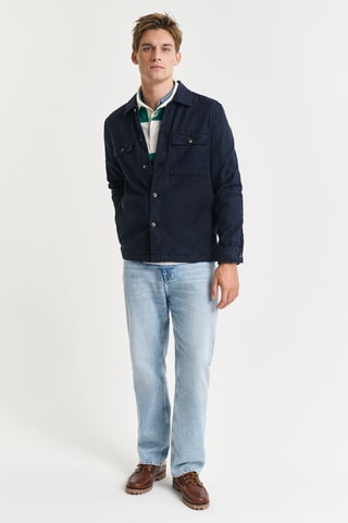 Sobrecamisa em linho - Azul-noite