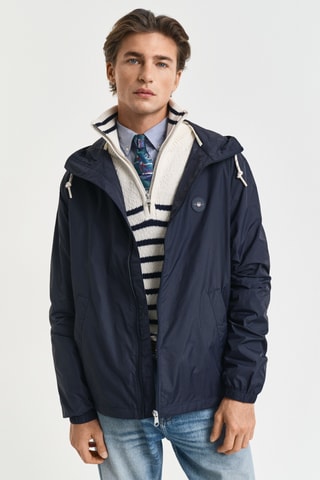 Corta-vento com capuz - Azul-marinho