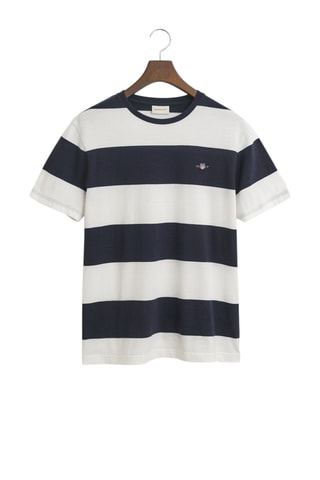 T-shirt regular - Branco e azul-marinho