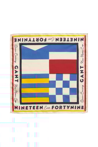 Lenço quadrado em seda - Azul e branco