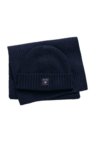 Gorro e écharpe em lã - Azul-marinho